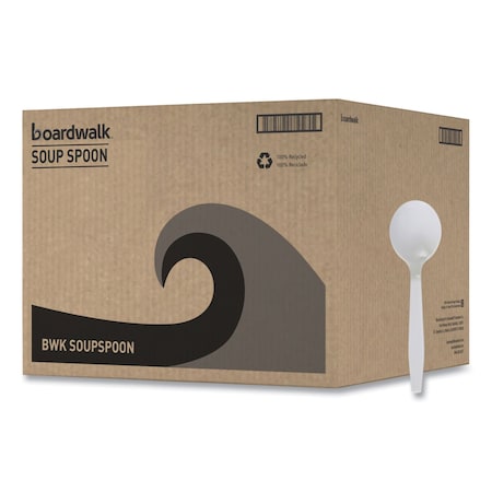 Boardwalk Mediumweight Polystyrene Cutlery, Soup Spoon, White, PK1000 PK BWKSOUPSPOON